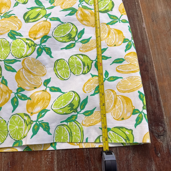 Talbots Mini Skirt Size 12 White Yellow Green Lemon Lime Print Summer Citrus - Picture 10 of 12